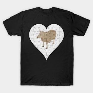 Jigsaw  Sheep Heart Design - Farm Animals Sheep T-Shirt